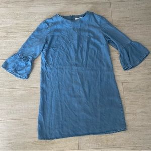 Flare Sleeve Straight Denim Dress Medium